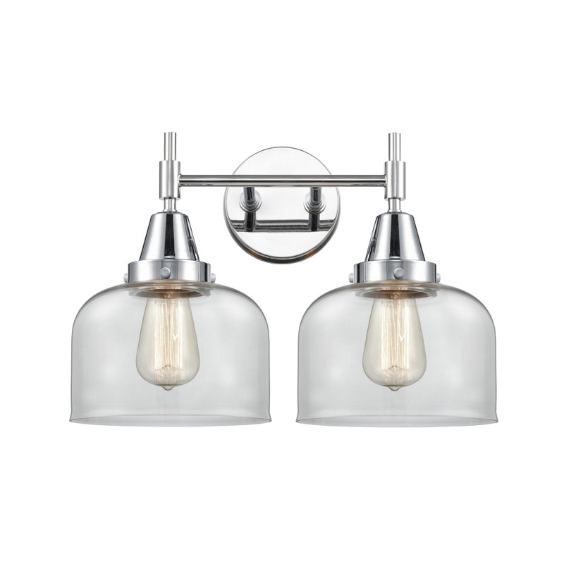 Éclairage pour meuble-lavabo 2 lumières 17 po Caden - H 5,75 po, Chrome poli, Ampoule DEL 4 watts rétro, Clair
