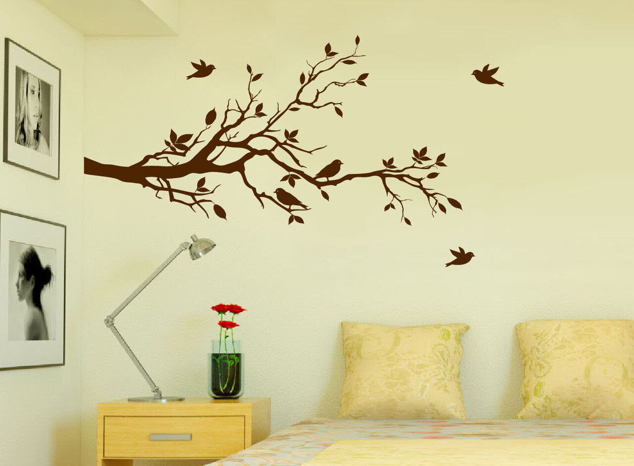 Isabelle & Max™ Tree Branches with Leaves and Love Birds Nursery Wall ...