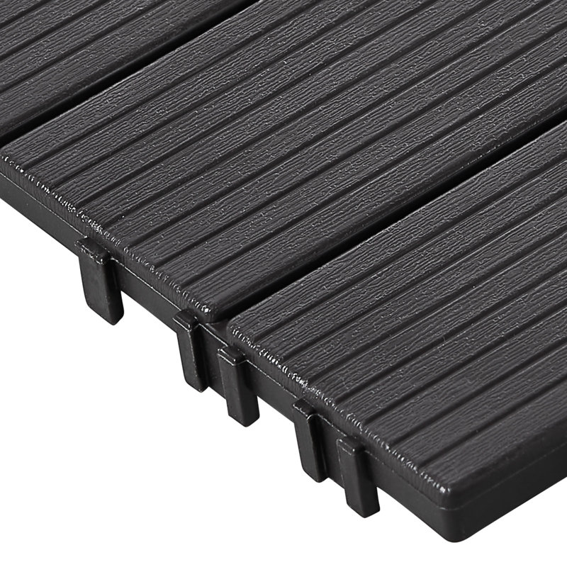 30cm L x 30cm W Plastic Interlocking Deck Tile, Dark Grey