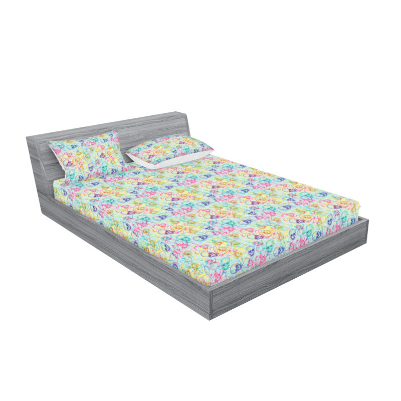 Drap-housse et taie décorative Ambesonne, Ensemble de draps pour grand lit avec 2 taies d'or