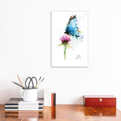 Butterfly & Thistle 1 Piece Wrapped Canvas Painting