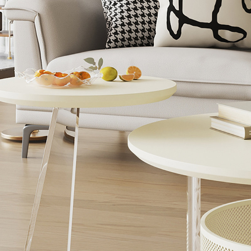 Table basse moderne simple de style crème, H 16,14 po x L 23,62 po x l 23,62 po