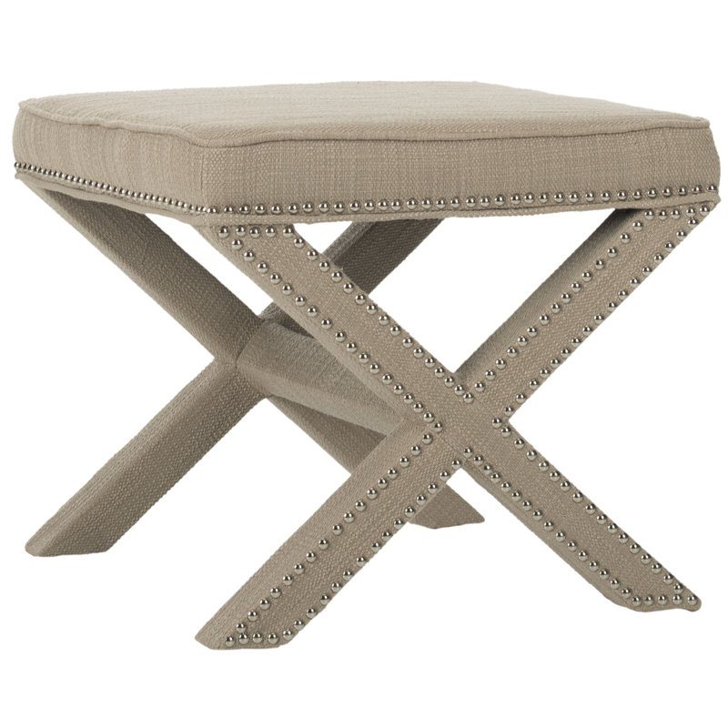 Nixon 20.5" Wide Velvet Square Standard Ottoman, Biscuit Beige Cotton