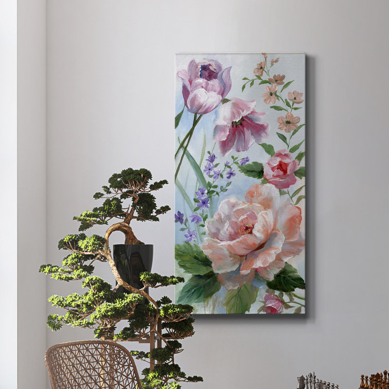 «Romantic Botanical II», reproduction d'art sur toile tendue, H 40 po x l 20 po x P 1 po