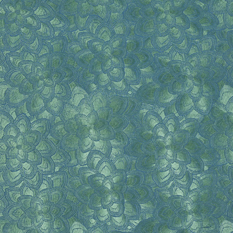 Lotus Embroidery Fabric, Green