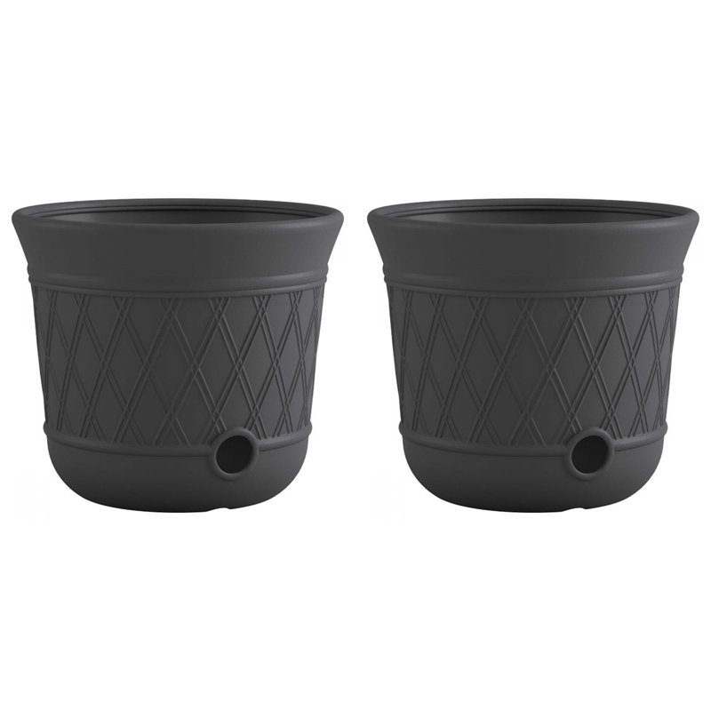 Pot de rangement extérieur en boyau d'arrosage décoratif en résine 14 x 12 po Suncast, gris, 2