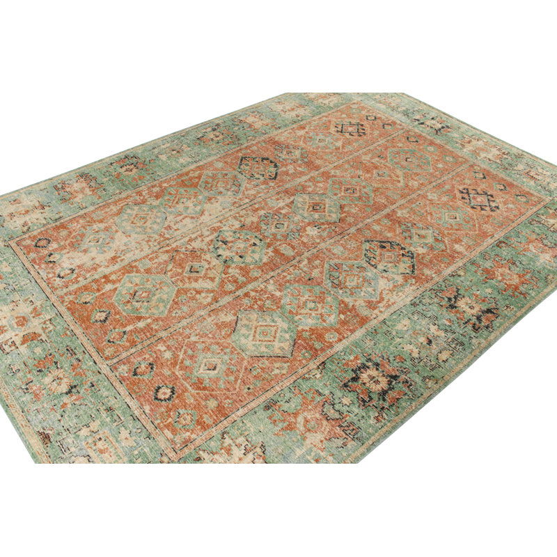 Distressed Homage Hand Knotted Wool Geometric Area Rug, Rectangle 8' x 10'