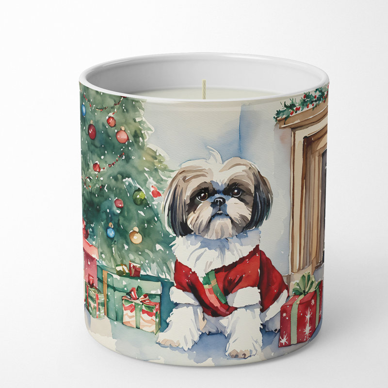 Bougie de Noël parfumée avec support en céramique