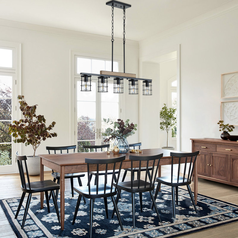 5-Light matte black adjustable iron pendant lamp