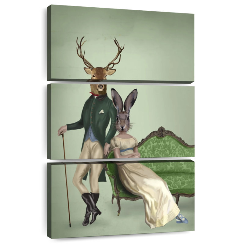 Ketti Mr. Deer et Mme Rabbit I, H 32 po x l 20 po