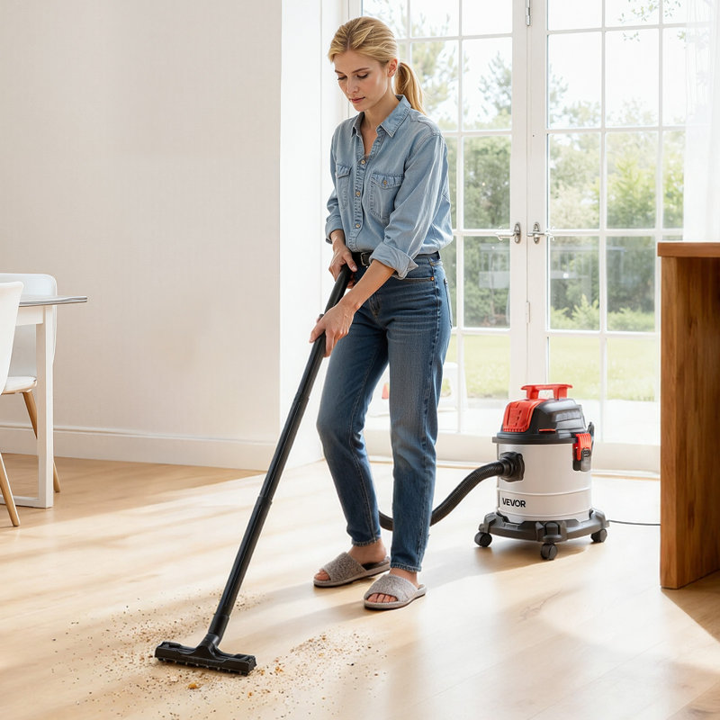 Shop Vac, 5.8 Gallon Wet Dry Shop Vacuum, 4 Peak HP with One-Button Self-Cleaning, Dual-Filter, 900W Input Power, 1.25in x 7ft Hose, 9.8ft Cord, Metal Tank for Jobsite, Workshop, Garage, Home