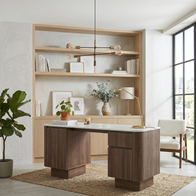 Faux Marble Credenza Desk