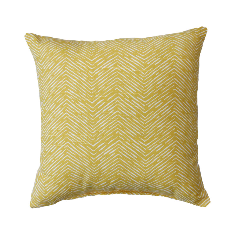 Zigzag Cotton Throw Pillow, Saffron Yellow