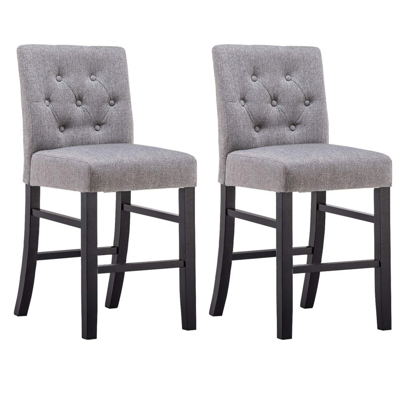 Kahori Upholstered Counter Stool, Counter stool (24" Seat Height), Gray, 2