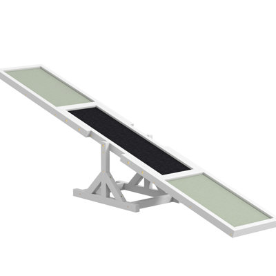 White Wooden Dog Play Seesaw - 71" Long X 12" Wide High Improve Pet's Training Satisfaction 72.7" L 11.67" W H, Pet Agility Supply