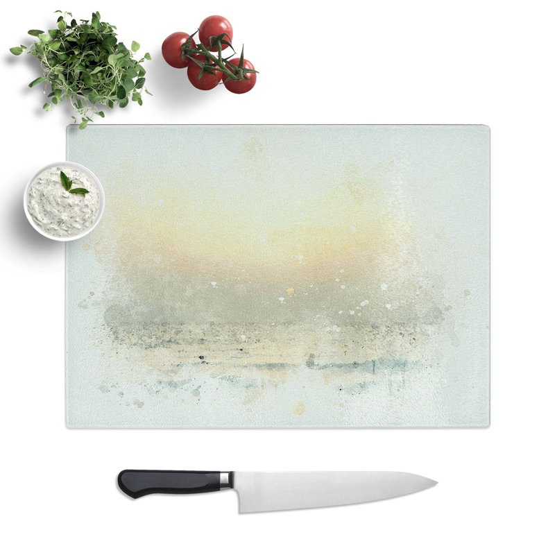 Tempered Glass Calm Sea Chopping Board, 28.5 cm W x 20 cm L