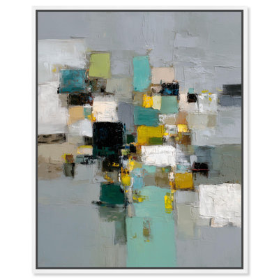 Chromatic Cubes IV Canvas Print Bathroom Wall Decor by Art Remedy, White Frame, 30 x 36