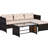 Outdoor 3 Pieces - Patio Furniture With Chaise, Seat And Cushions, Tempered Glass Table, Beige Piece Chaise Lounge & , Tender Back