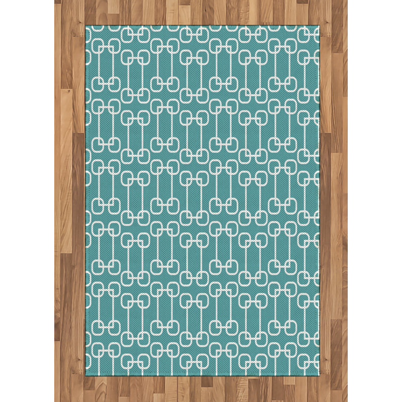 Turquoise High Density Long Fiber Poly Threads Decorative Area Rug Carpet, Rectangle 4' x 5'8"