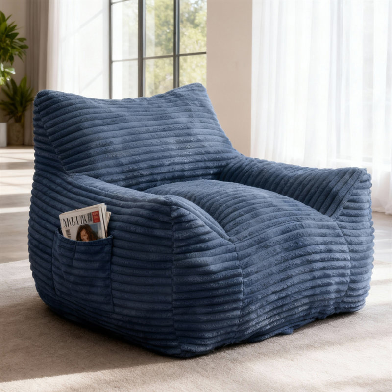 Fauteuil à billes pour adultes, canapé paresseux surdimensionné pour salon et chambre à coucher, Bleu