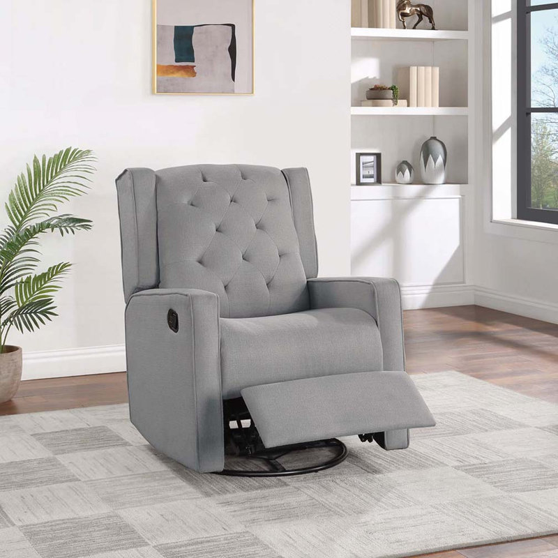 Seleana Upholstered Swivel Recliner, Dark Gray