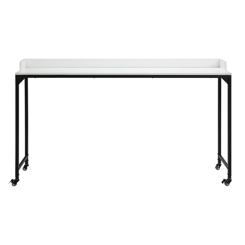 White Finish Multipurpose Over The Bed Desk With Adjustable Height, Metal Legs With Casters, Overbed Table 1Pc, Laptop Table For Bed, Breakfast Table