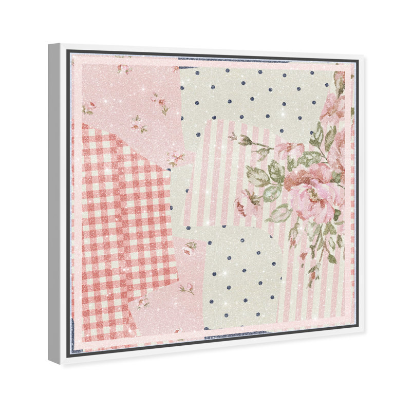Patchwork Glam Print by Oliver Gal, 31"H x 31"W, White Floater Frame