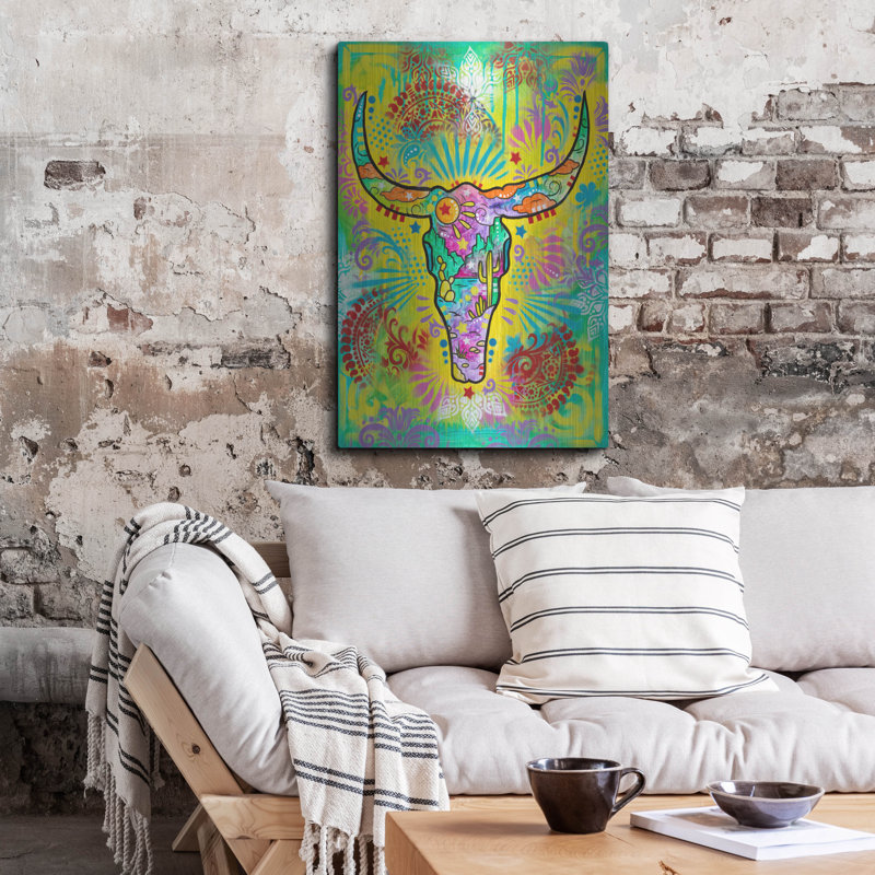 «Longhorn Skull» par Dean Russo, H 36 po x l 24 po