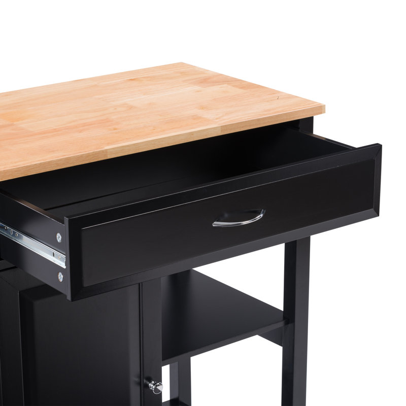 Banno Solid Wood Kitchen Cart, Black
