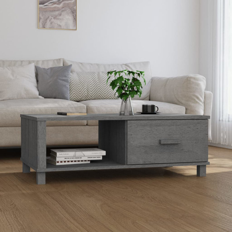 Table basse simple avec rangement Hamar, Gris foncé