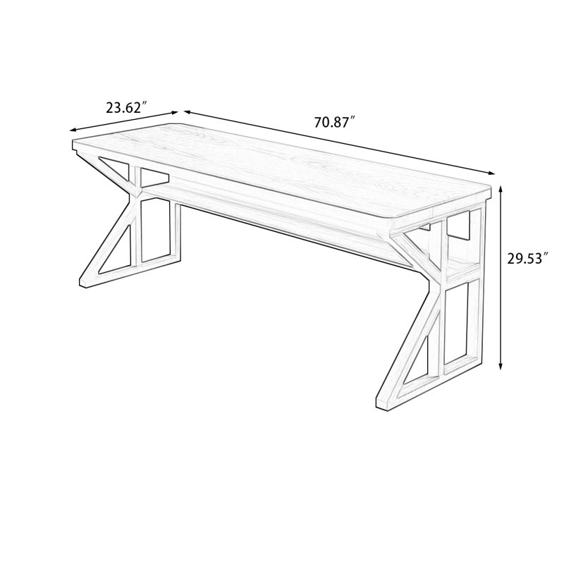 Bureaux rectangulaires en bois massif noyer clair, H 29,53 po x l 70,87 po x P 23,62 po