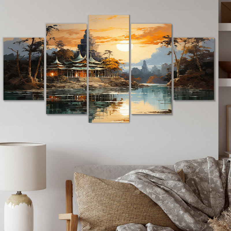 Asian Art Imperial Landscape I 5 pièces