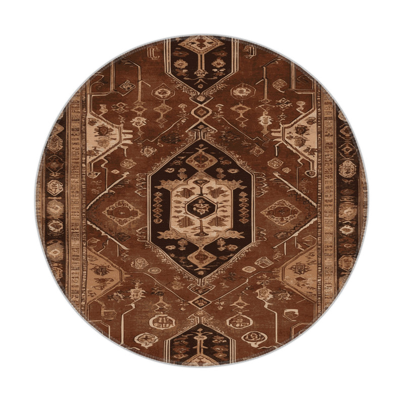 Turkish Brown Indoor and Outdoor Area Rug, Rectangle 5' x 7'