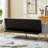 Gray Velvet Convertible Futon Sofa Bed With Tufted Design & Gold Legs-1642486518