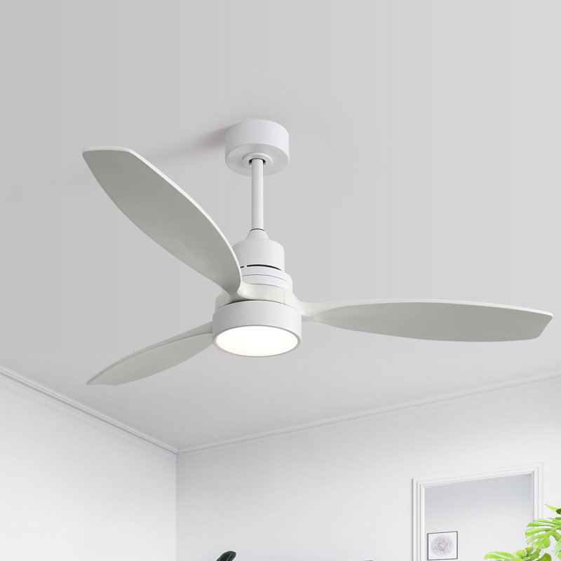52" Nicola 3 - Blade LED Propeller Ceiling Fan with Remote Control and Light Kit Included, White with White Blades