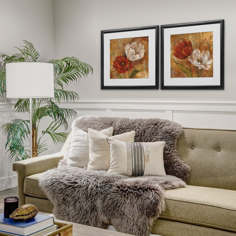 " Flower Duet " 2 - Pieces, Black Framed