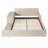 Velvet Upholstered Grounded Bed With Bedside Desk And Little Round Stool-193783389-193783391