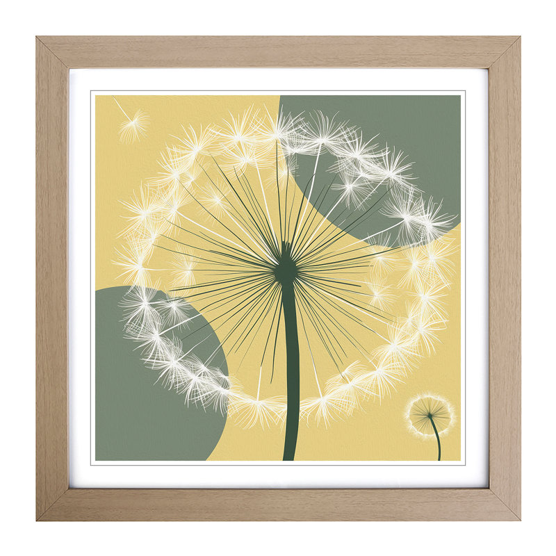 Dandelion Mid-Century - Framed Print, Oak