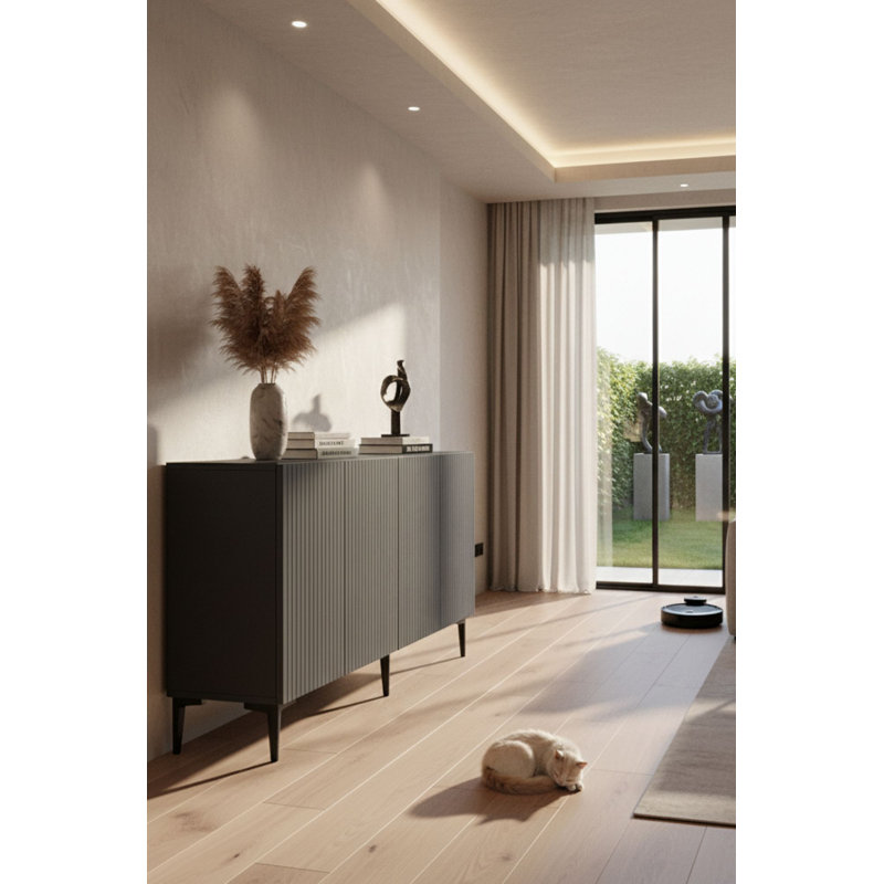 Console Adams 59,1 x 29,5 x 12,6 pouces Adams 100% panneau de particules enduit de mélamine, épaisseur: 0,7 pouce | Comprend plusieurs tablettes, conception à fixation murale | Élégant et fonctionnel pour le salon et le vestibule