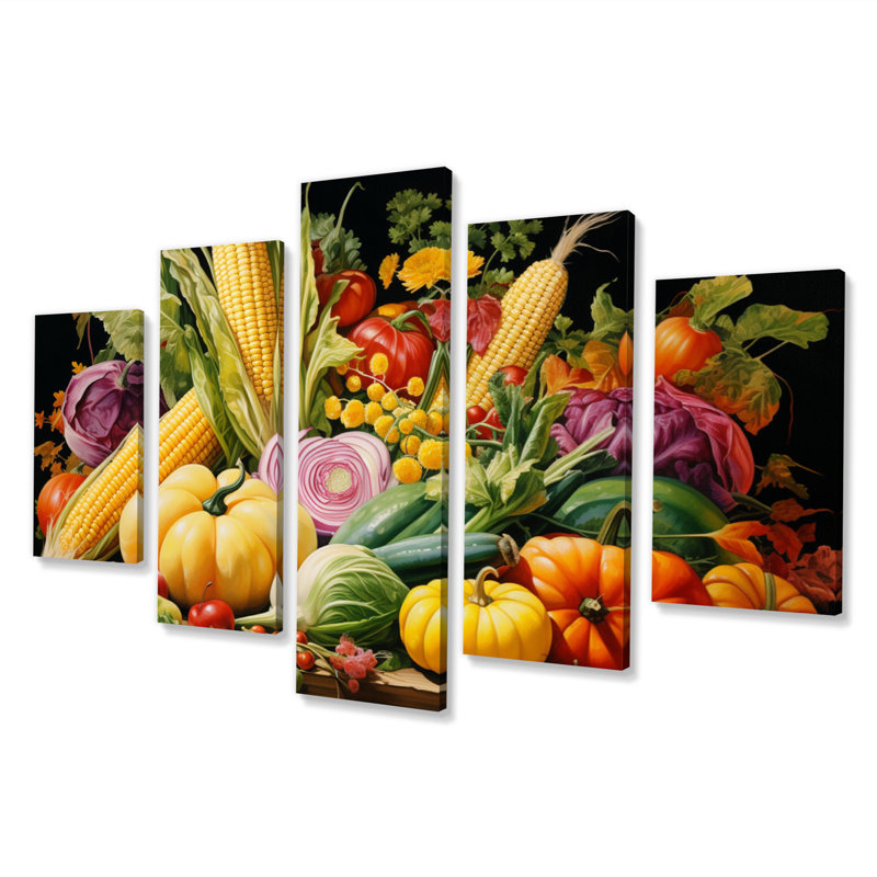 Légumes, nourriture vibrante I sur toile, reproduction de 5 pièces