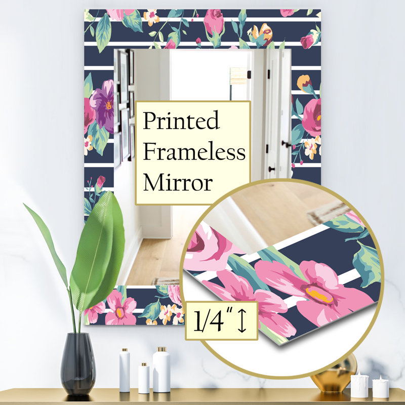 Miroir mural traditionnel fleur 33, H 24 po x l 32 po