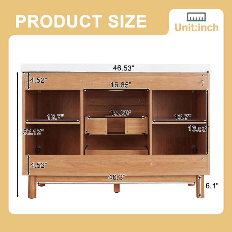 Meuble-lavabo simple 47,2 po avec lavabo en résine et armoire de rangement