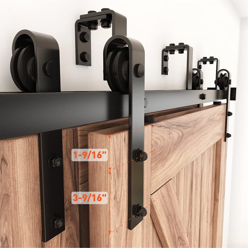 Black Double Bypass Sliding Barn Door Hardware Kit