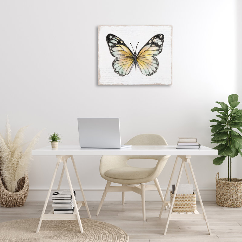 «Country Butterfly» sur toile blanche par Janet Tava, H 24 po x l 30 po