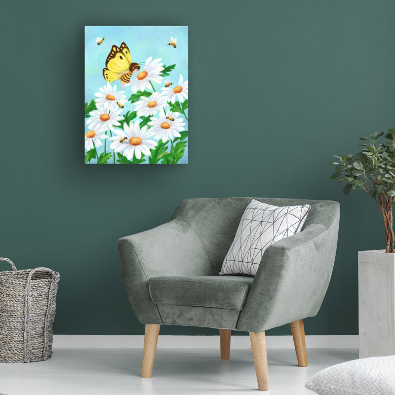 Art sur toile «Folie et marguerite» bolognaise, H 35 po x l 47 po