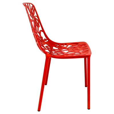 Chaise d'appoint de salle à manger d'extérieur en aluminium avec motif floral Rabia
