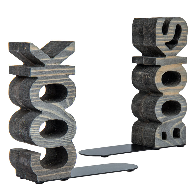 2-Piece Solid Wood Decorative Cookbook Text Bookend