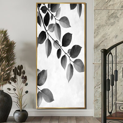 Glenwood Black White Leaves Gentle Breeze I - Leaves Framed Prints