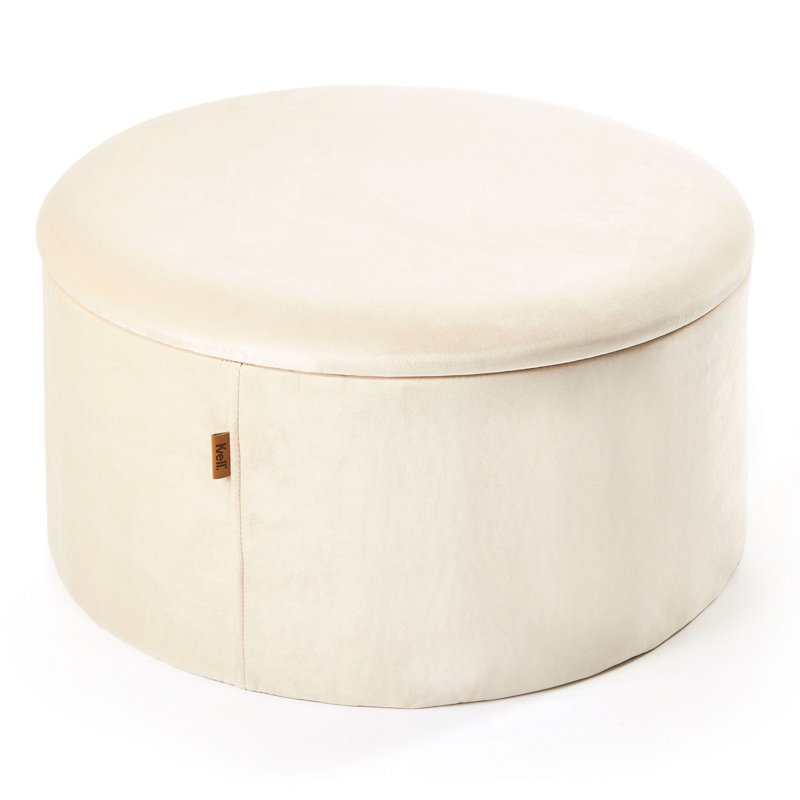 Velvet Ottoman, Beige