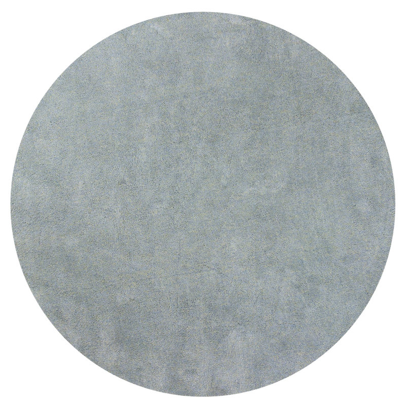 Tapis bleu à poils longs Bribie, Rond 6 pi
